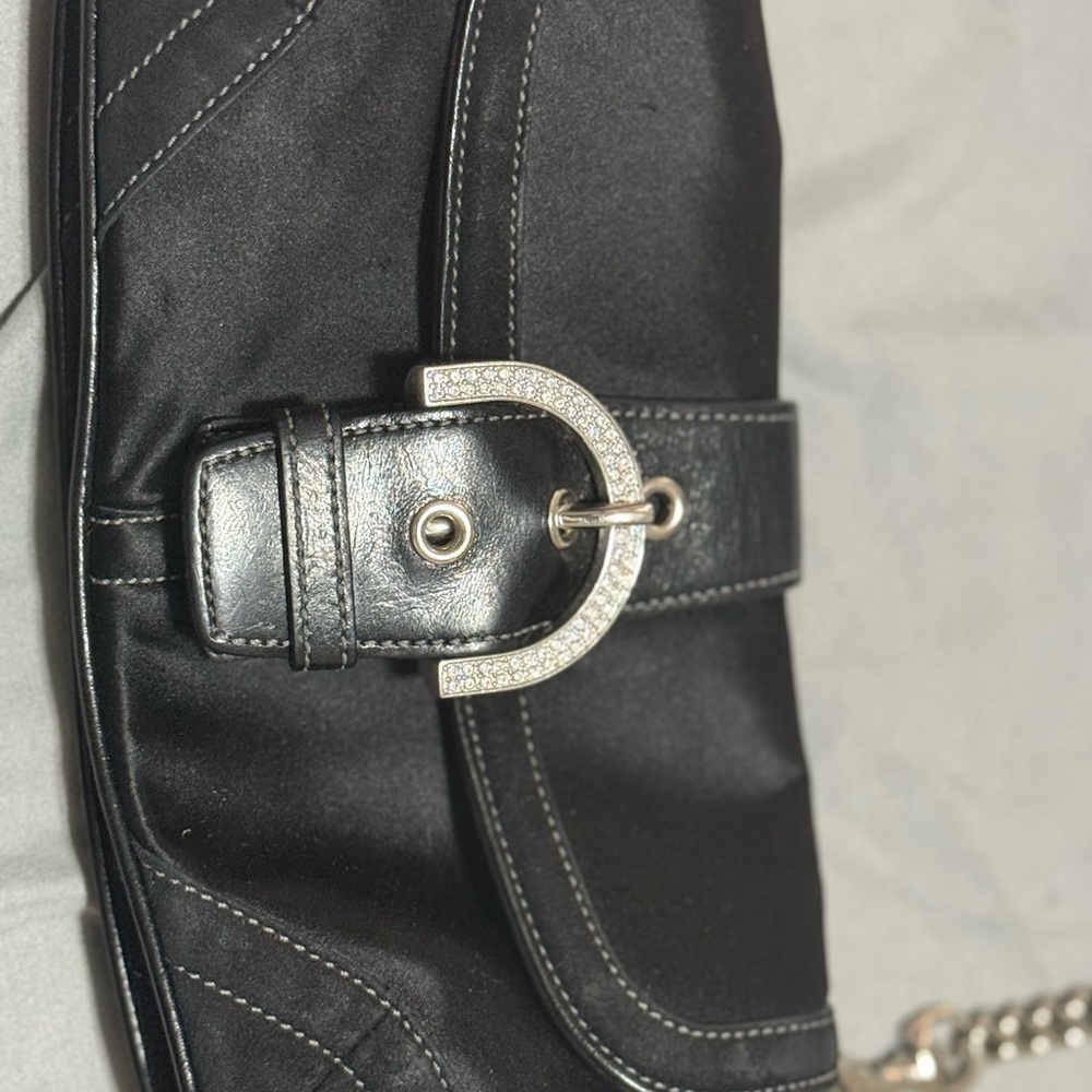 Coach Black Shoulder Bag with Silver Accents